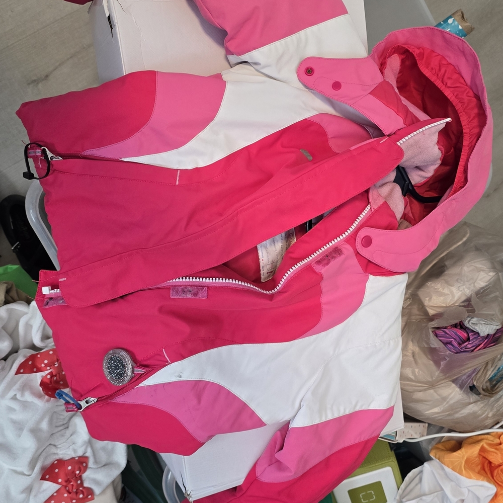 Obermeyer Pink and White Kids Jacket